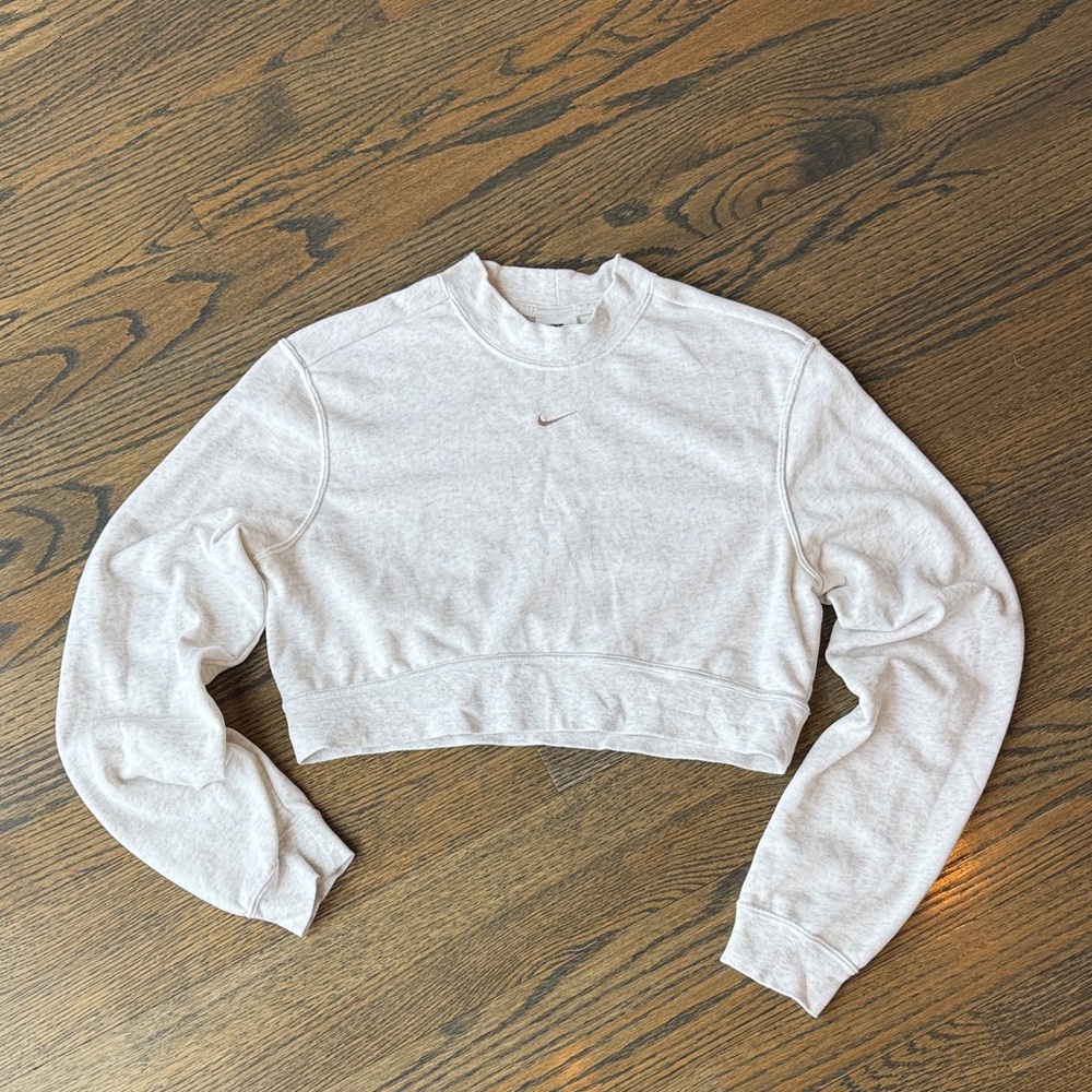 Nike Light Heather Gray Cropped Mockneck Crewneck Sweatshirt like new size M